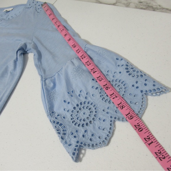 J. Jill Eyelet Bell Sleeve Tunic Top Blue | Size Small - Picture 13 of 16